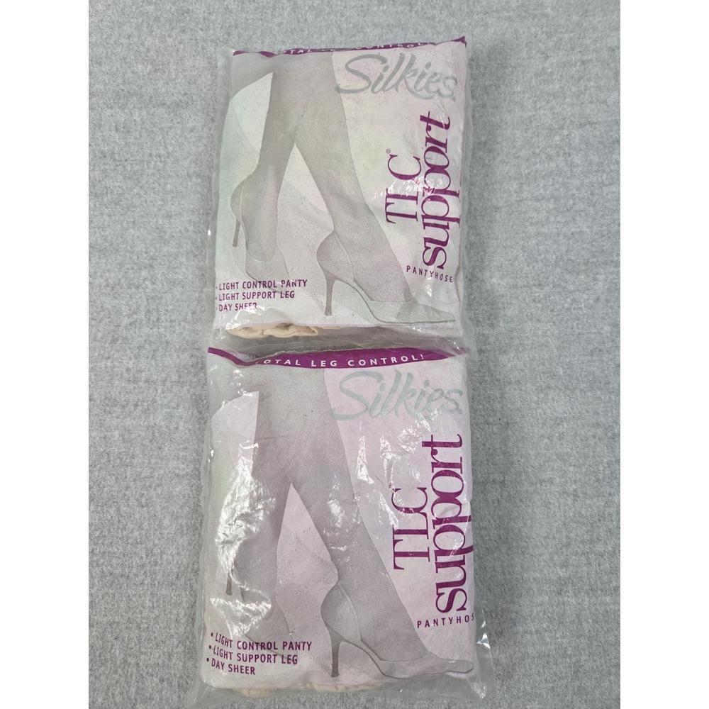 Silkies TLC Light Support Vintage 2003 PantyHose L Ivory Off White New Old Stock